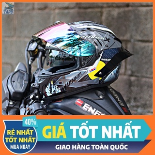 Mũ bảo hiểm fullface roc 03 2 kính lên tem winner xám xi măng