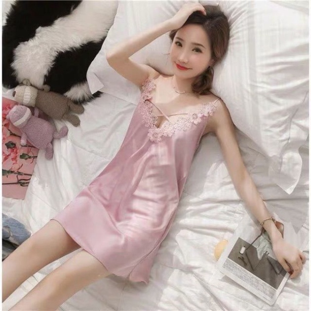 Váy ngủ lụa satin dây chéo cực xinh sexy cao cấp đồ ngủ váy ngủ