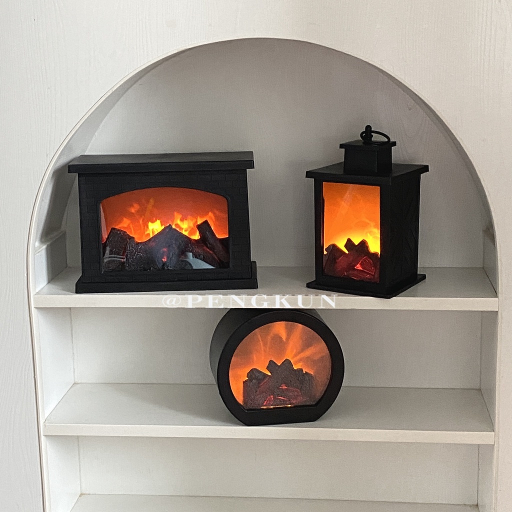 Đèn LED trang trí hình ngọn lửa bằng sợi carbon phong cách retro thời trang thu đông