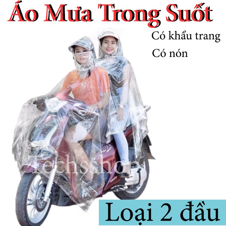 ÁO MƯA ❤ÁO MƯA TRONG SUỐT 2 ĐẦU CÓ KHẨU TRANG CHE MẶT