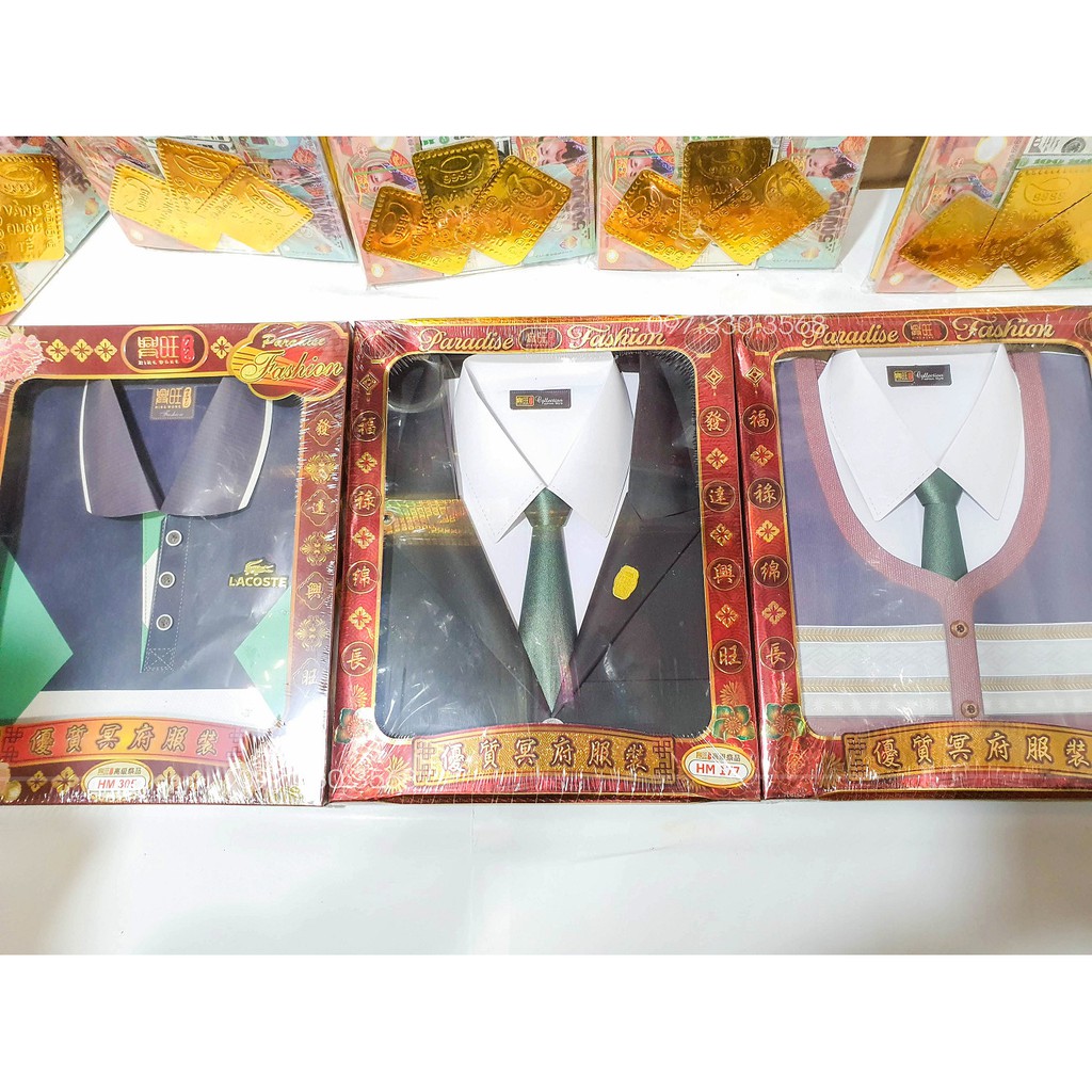 Bộ vest complet nam kèm áo sơ mi cravat, quần áo giấy vàng mã đóng hộp loại đẹp - VM28