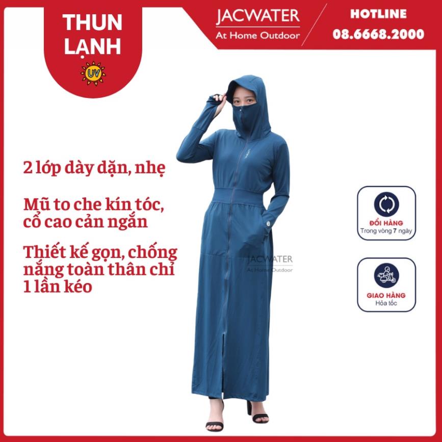 Áo chống nắng nữ toàn thân 2 lớp dáng dài thun lạnh phối lưới thoáng khí ngăn tia UV Jacwater V100 💥