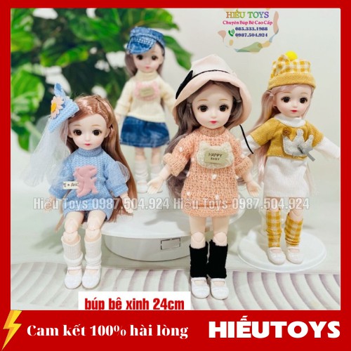 Búp Bê BJD 24cm Có Khớp  Xinh Xắn Mắt 4d Mặt Dễ Thương Kèm Váy Phụ Kiện Đẹp Đồ Chơi Cho Bé Gái