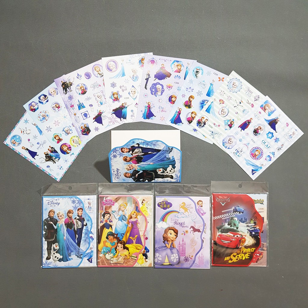 Bộ quà tặng combo 8 tấm hình dán sticker elsa công chúa sofia xe hơi