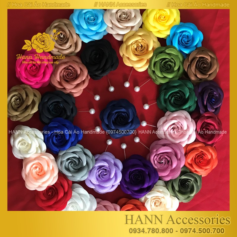 Tag hoa cài áo loại to 10cm - Hoa cài áo handmade