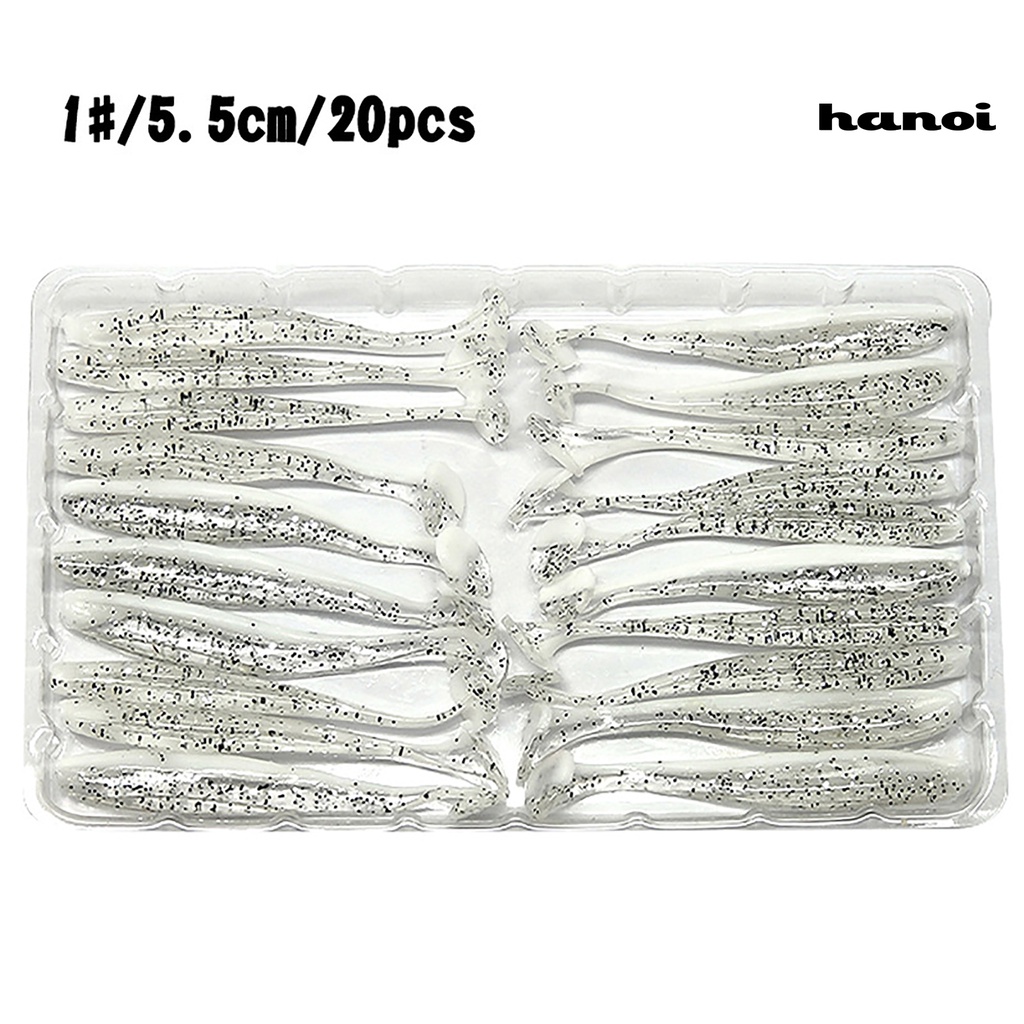 Set 20 mồi câu cá nhân tạo bằng silicon mềm 5.5cm màu dạ quang