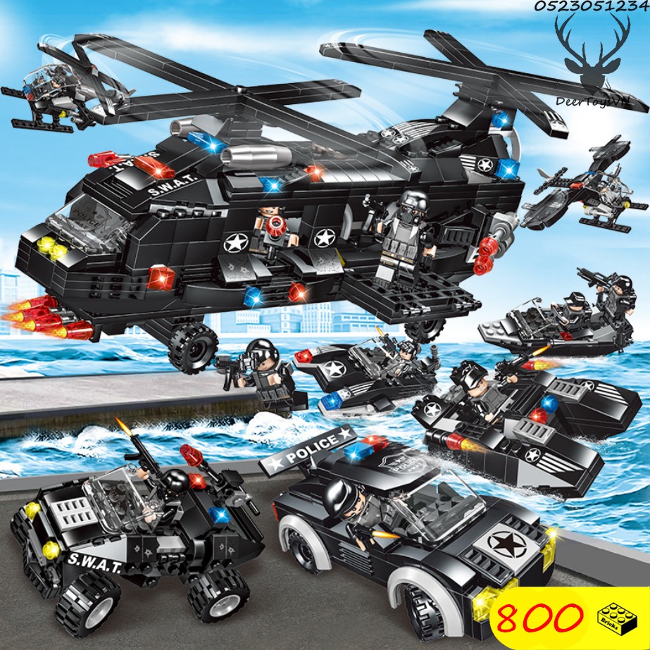 [800 CT-HỘP GIẤY] BỘ ĐỒ CHƠI XẾP HÌNH LEGO CẢNH SÁT, LEGO OTO, LEGO ROBOT, LEGO THUYỀN, LEGO TRỰC THĂNG, LEGO XE SWAT