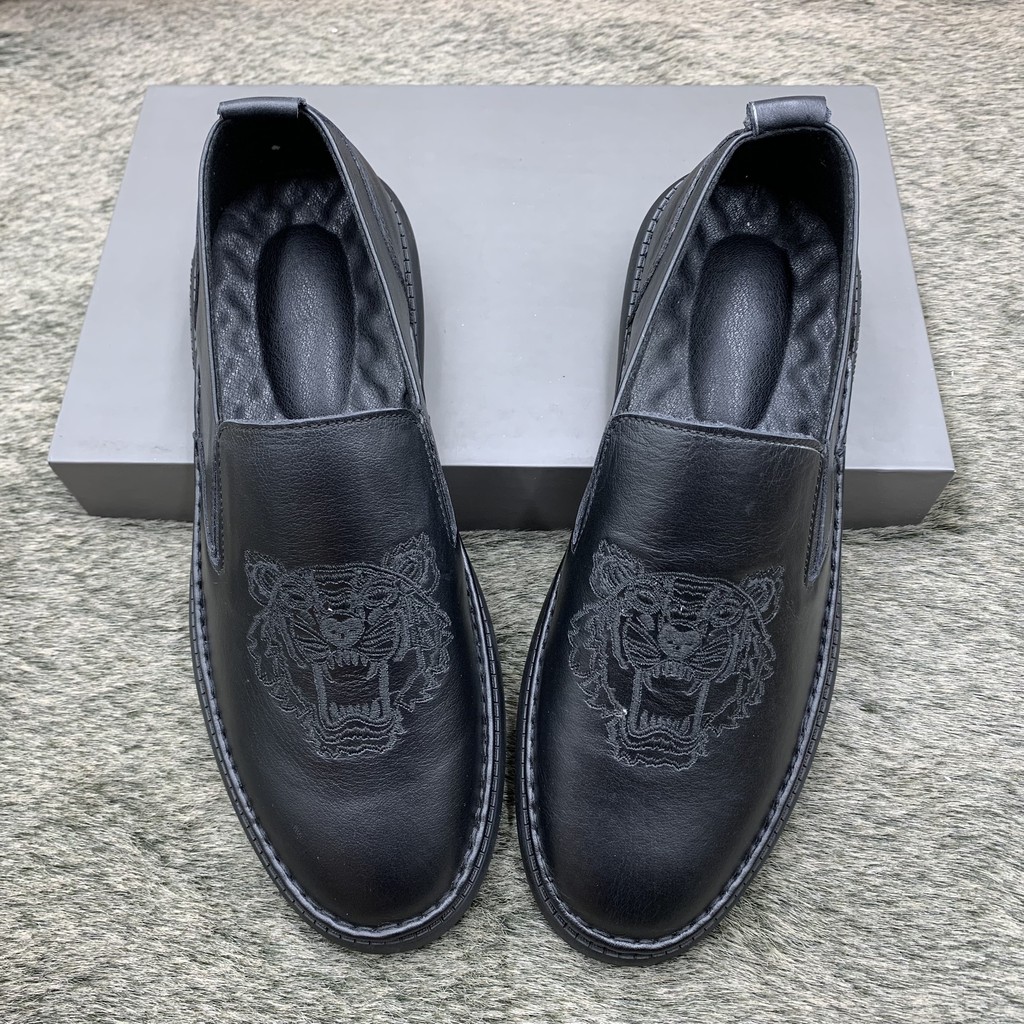 Giầy lười nam da bò 2 loại trơn và thêu chất đẹp, giầy lười thiết kế thời trang