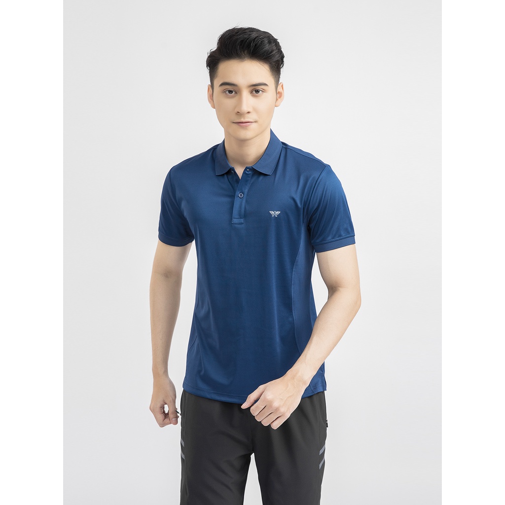 Áo thun polo nam chính hãng ARISTINO APS030S1 áo phông có cổ bẻ form regular fit màu navy trắng vải polyester cao cấp