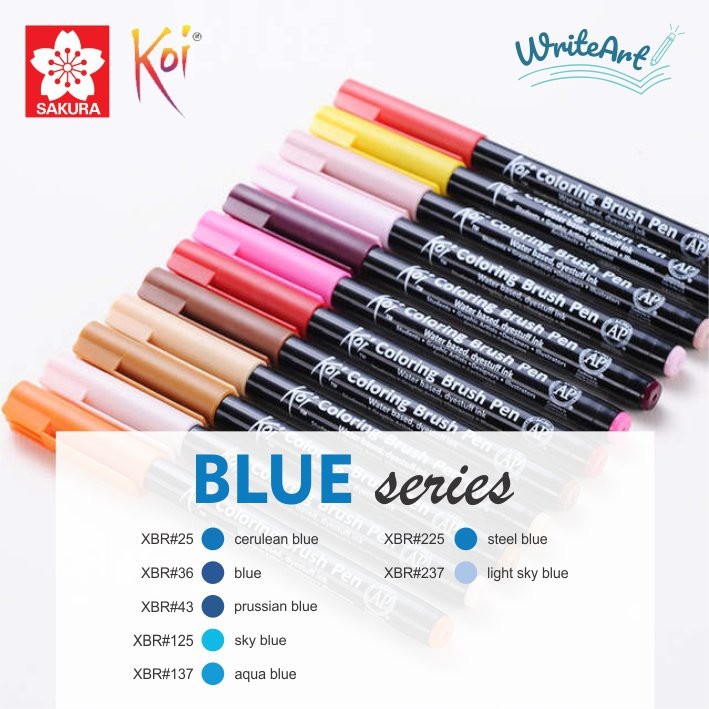 (Blue) Bút cọ màu nước Sakura Koi - Sakura Koi Coloring Brush Pen