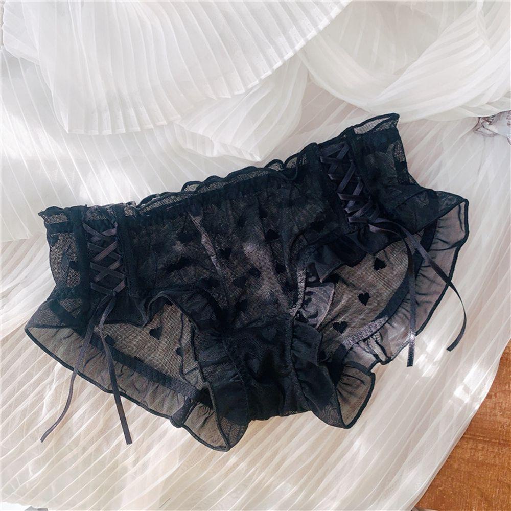 OCEANMAP Quần Lót Ren Lưng Vừa In Họa Tiết Trái Tim Xinh Xắn Thời Trang Hàn Quốc Cho Nữ