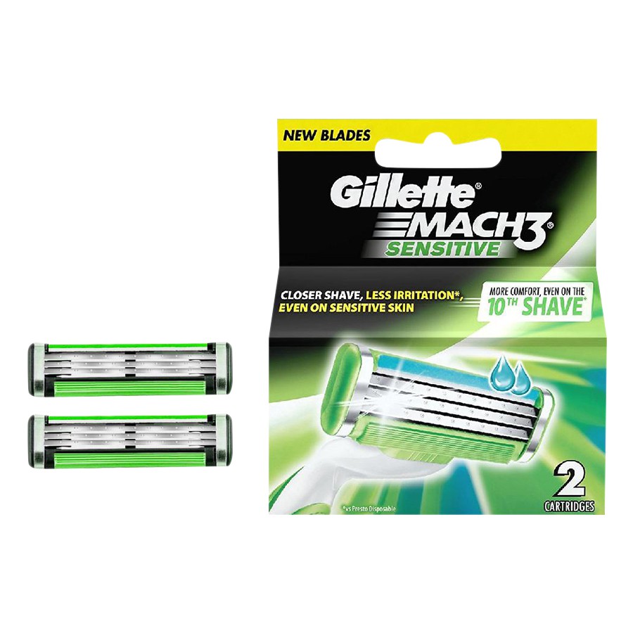 Lưỡi dao cạo râu dành cho da nhạy cảm Gillette Mach 3 (2 lưỡi/hộp)