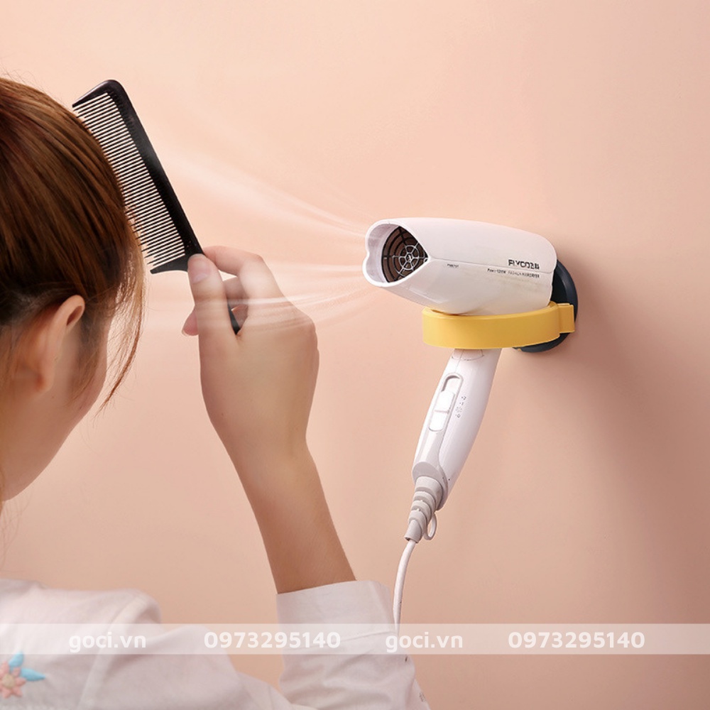 Giá để máy sấy tóc dán dính tường không đóng đinh không khoan đục tường gia dụng tiện ích