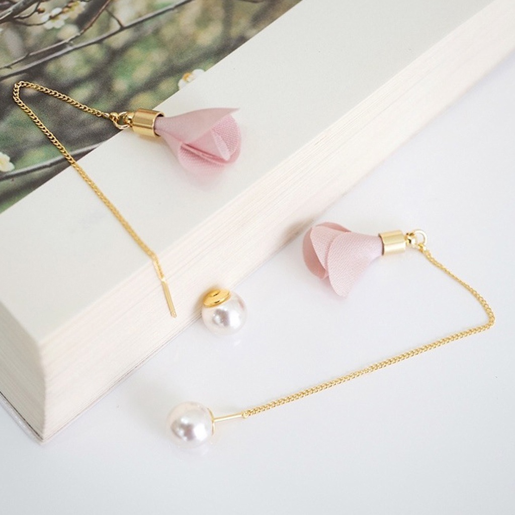 1 đôi bông tai tua rua đính ngọc trai giả