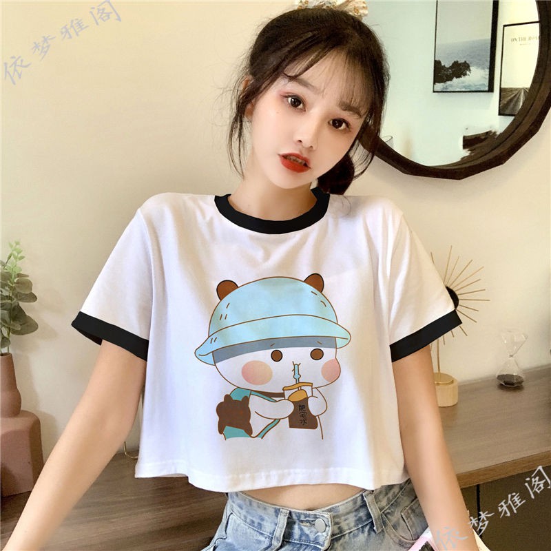 [X&L] Áo thun nữ tay ngắn dễ thương   áo thun khoét rốn lưng cao mẫu mới mùa hè   Áo Croptop