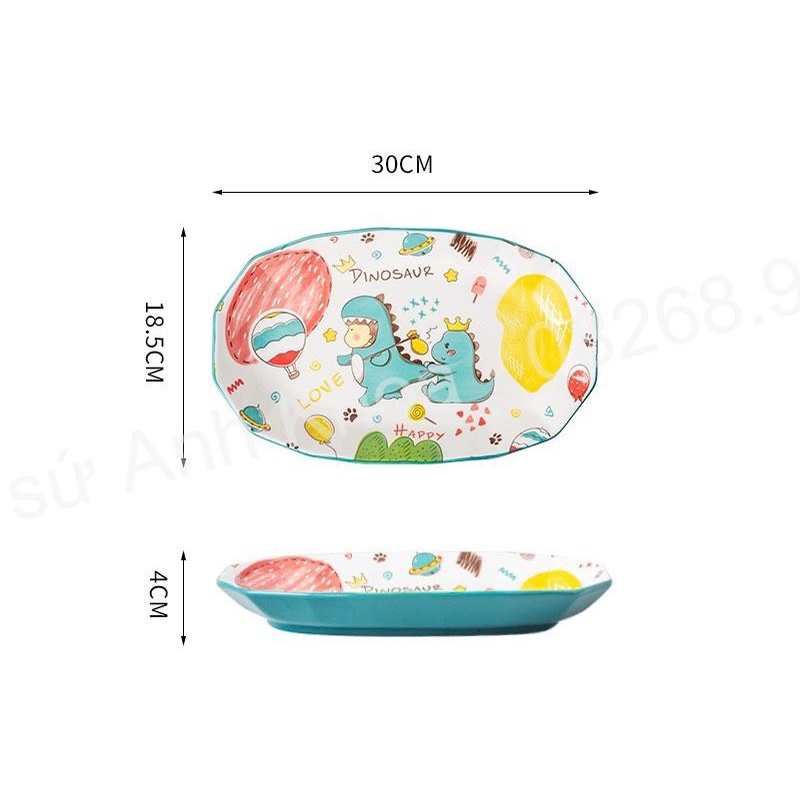 Chén Dĩa Sứ Bát Ăn Cơm Đĩa Sứ Decor trang trí món ăn tiện lợi đĩa bầu dục to đại siêu đẹp