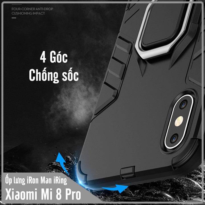 Ốp lưng Xiaomi Mi 8 Pro iRON - MAN IRING Nhựa PC cứng viền dẻo chống sốc