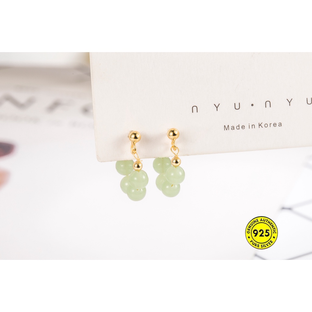 Bông Tai Ngọc Bích Hình Chữ U Phong Cách Vintage