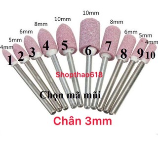 Bộ mũi đá mài mini chân 3ly dùng cho máy khoan mài khắc mini đa năng