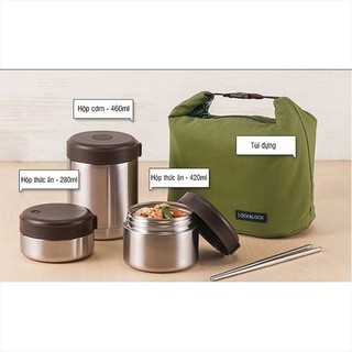 Bộ 3 Hộp Cơm Giữ Nhiệt Lock&Lock LHC8025SLV