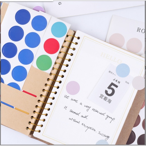 Sticker dán sổ cute, hình tròn màu dễ thương trang trí-Cô 3
