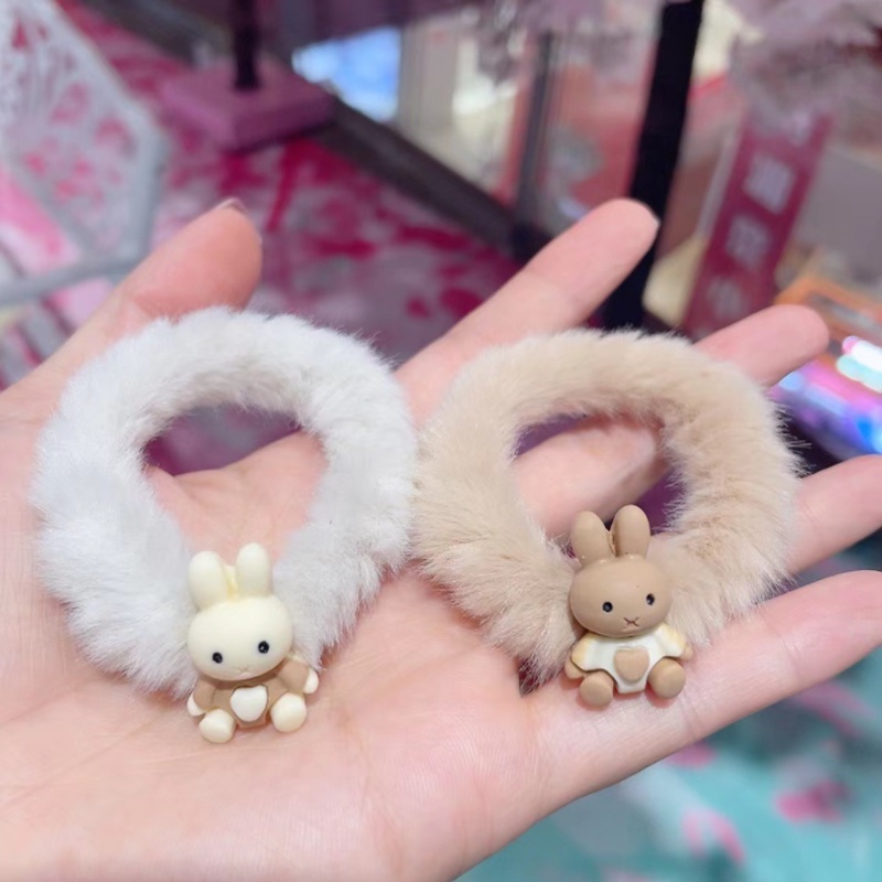 Dây buộc tóc cao su co giãn hình thỏ uống trà sữa dễ thương mới