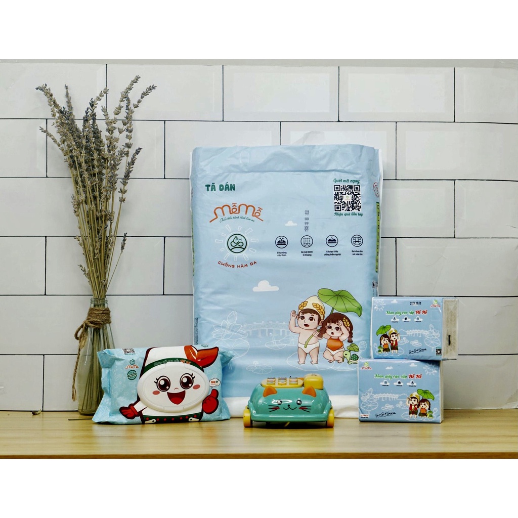 Tã bỉm Quần/Dán Mễ Mễ S68/M64/L58/XL54/2XL50/3XL46 Mềm Mỏng Siêu Thấm Khô Thoáng Cho Bé