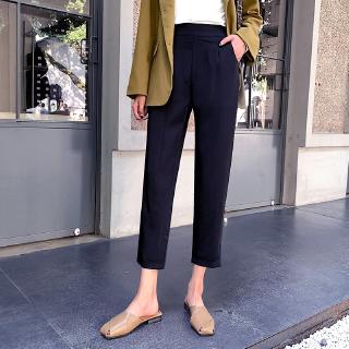 Quần Tây Ống Rộng Màu Đen Lưng Cao Size Lớn M-4xl Thời Trang Mùa Xuân 2020 Cho Nữ