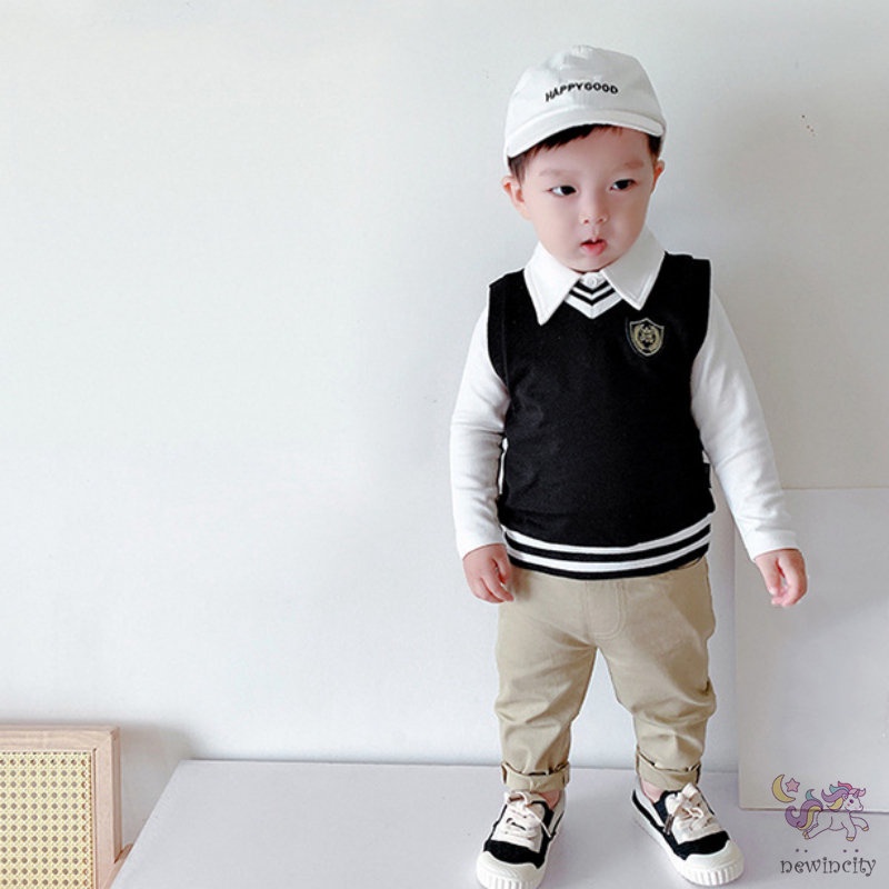 Áo ba lỗ không tay cổ chữ V phong cách mùa đông Hàn Quốc cho bé trai