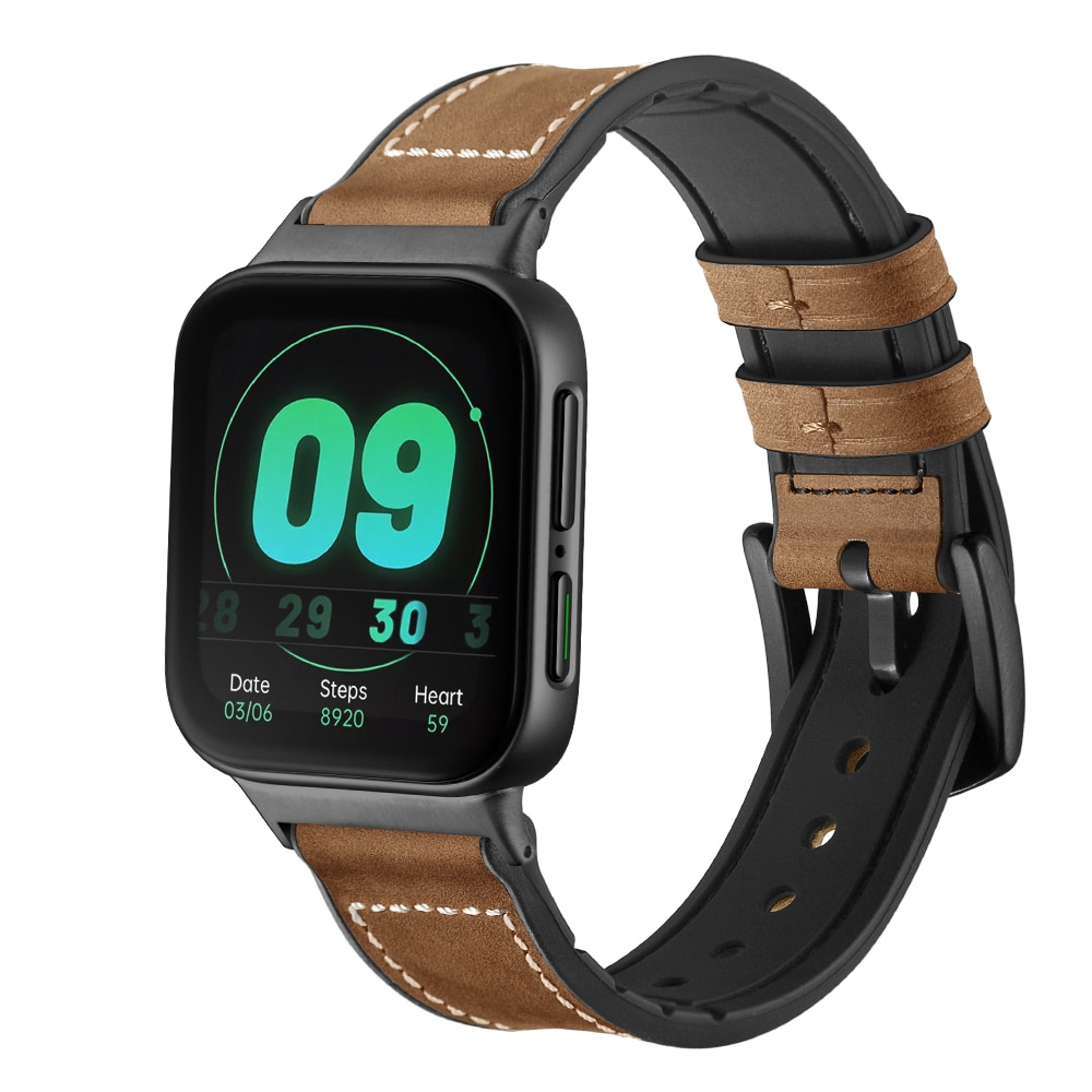 Dây Đeo Thay Thế Bằng Da Màu Đen Nâu Cho Đồng Hồ Thông Minh Oppo Watch 46mm