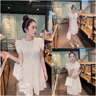 Đầm dự tiệc, Váy trắng nữ công sở big size-Váy baby doll ren dáng chữ A