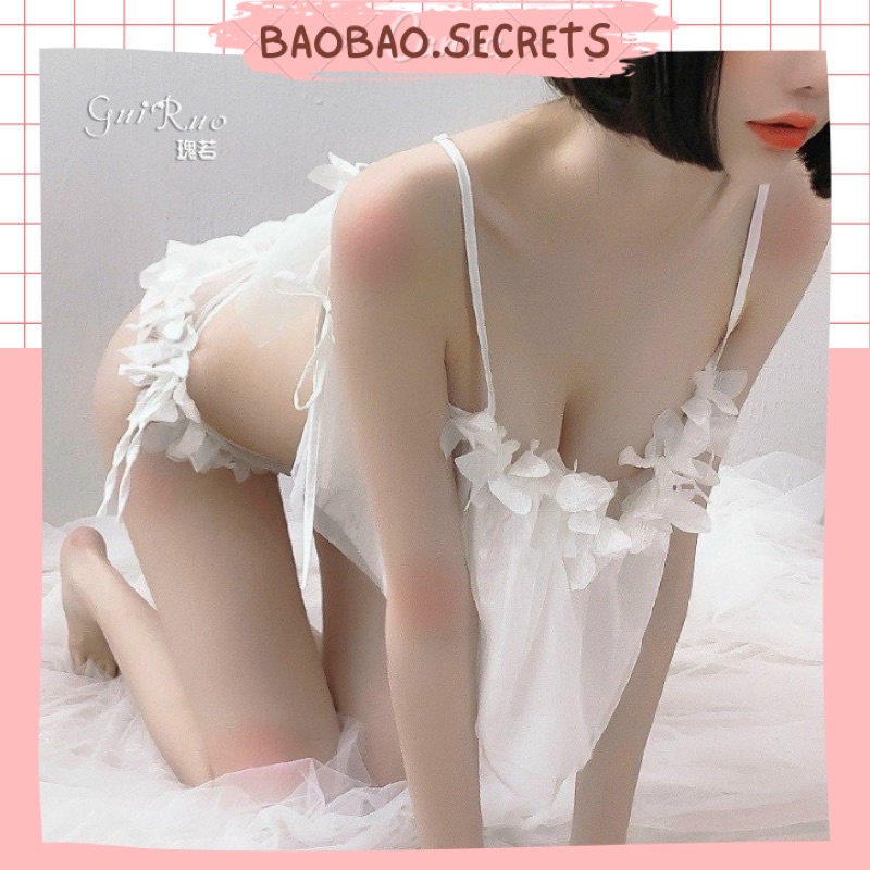 Set đồ ngủ 2 mảnh hoạ tiết xinh xắn, đồ ngủ nữ phối hoa quyến rũ