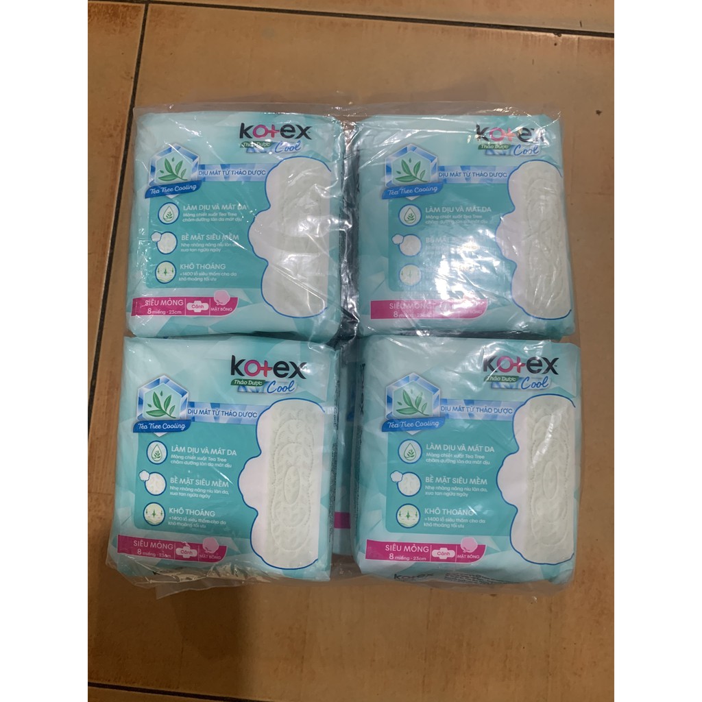 Combo 8 gói Băng vệ sinh Kotex Thảo Dược Cool siêu mỏng cánh (8m/gói)