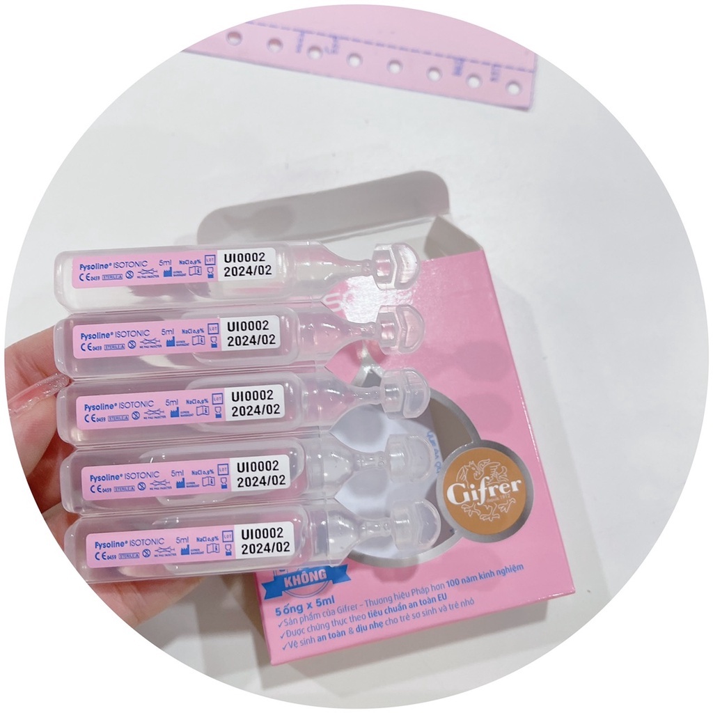 Fysoline Nước muối sinh lý Pháp Vệ sinh cho bé sơ sinh tép hồng vàng 5 tép 40 tép