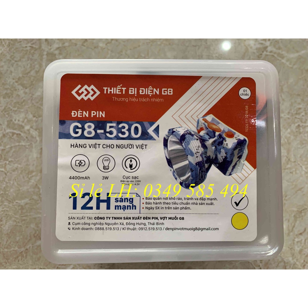 Đèn pin đội đầu G8-530 siêu sáng, chống nước mưa -