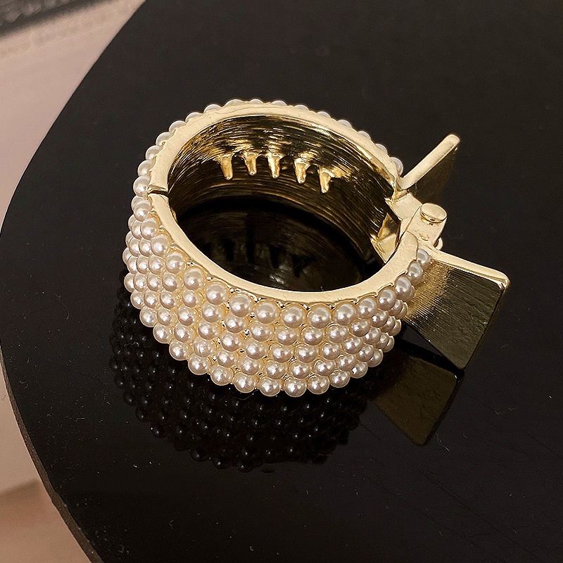 Kẹp Tóc Đính Hạt Ngọc Trai / Đá Cao Cấp Cố Định Tóc Đuôi Ngựa Thiết Kế Đơn Giản Dành Cho Bạn Nữ