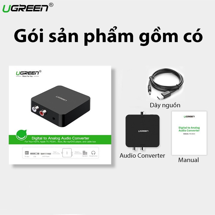 [Mã ELHACE giảm 4% đơn 300K] Bộ Chuyển Đổi Quang Sang AV UGREEN 30523 - Bộ Converter Quang Sang AV