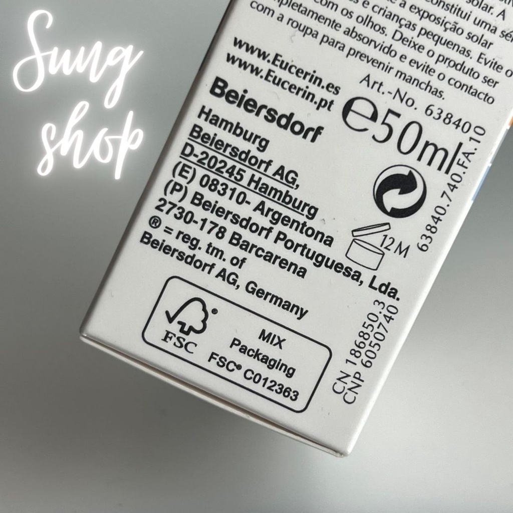 [CHUẨN ĐỨC] Kem chống nắng Eucerin Sun Fluid Mattifying Face SPF50+ 50ml không gây nhờn rít cho da dầu và hỗn hợp