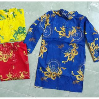 Áo dài cổ trụ rồng lượn bé trai