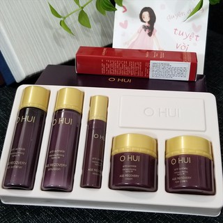 Set 5 món bổ sung collagen Ohui Age Recovery tặng kèm Mascara dài và cong mi L'ovité 7gr