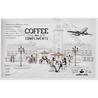 Tranh dán tường 3D trang trí quán Cafe Trà sữa kích thước 60cm*90cm