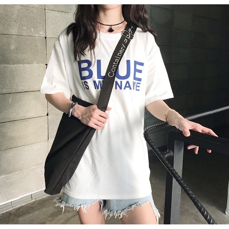 Áo Thun Hót Trend Nam Nữ In Chữ < BLUE IS MY NAME > Cực Đánh Yêu