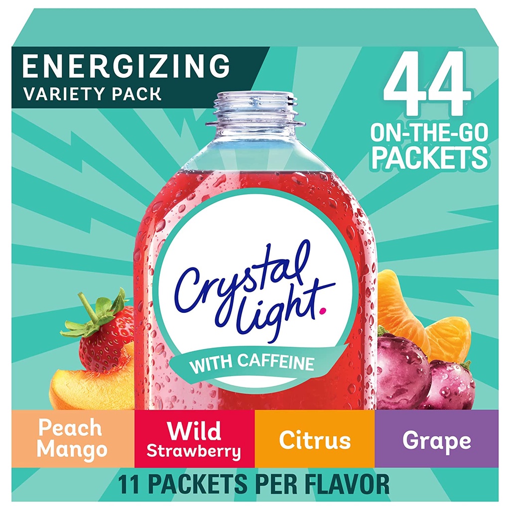 Bột pha nước vị trái cây Crystal light hộp 44 gói 4 vị, low carb, low calorie
