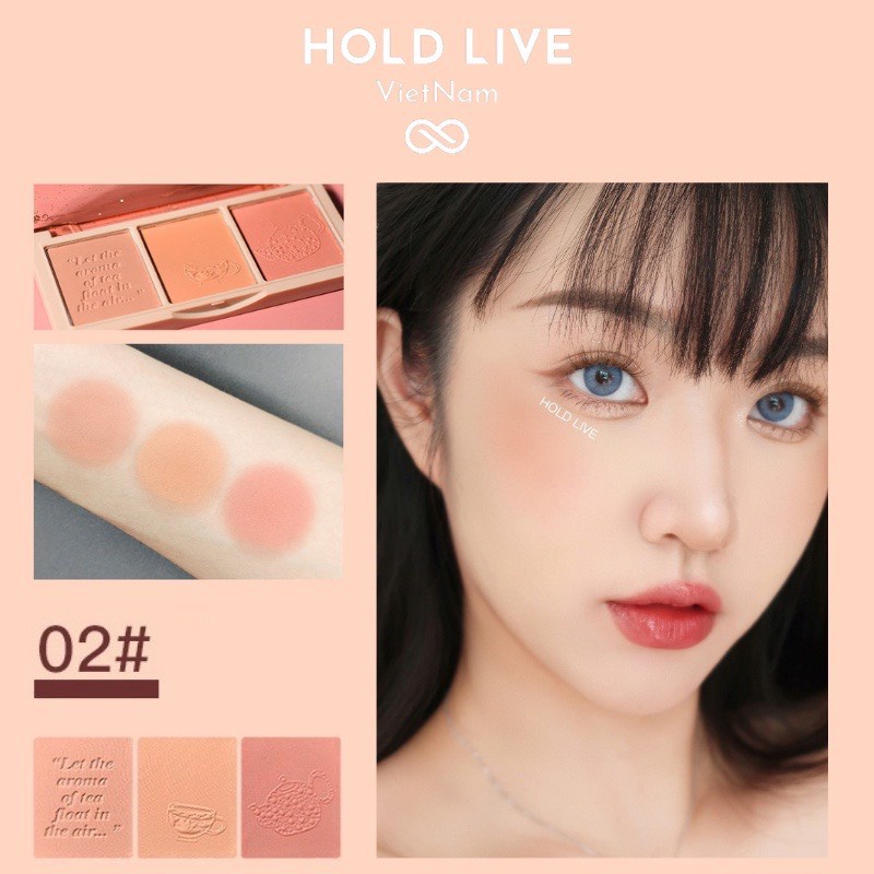 Phấn Má 3 Ô Màu HOLD LIVE SECRET GARDEN BLUSH HL461 Chất Phấn Mịn Lì, Dễ Tán Lên Màu Chuẩn Phong Cách Make-up Nàng Thơ