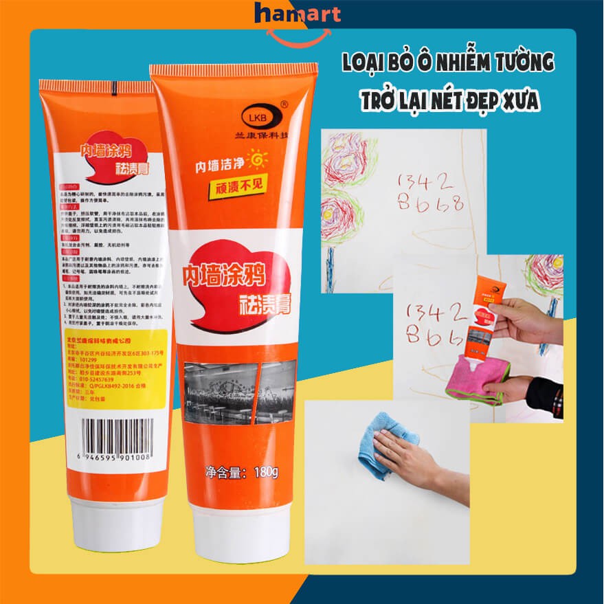Kem Tẩy Tường Đa Năng LKB 180g Tẩy Vết Bẩn Xoá Vết Bút Mực Làm Sạch Tường Nhà Hiệu Quả