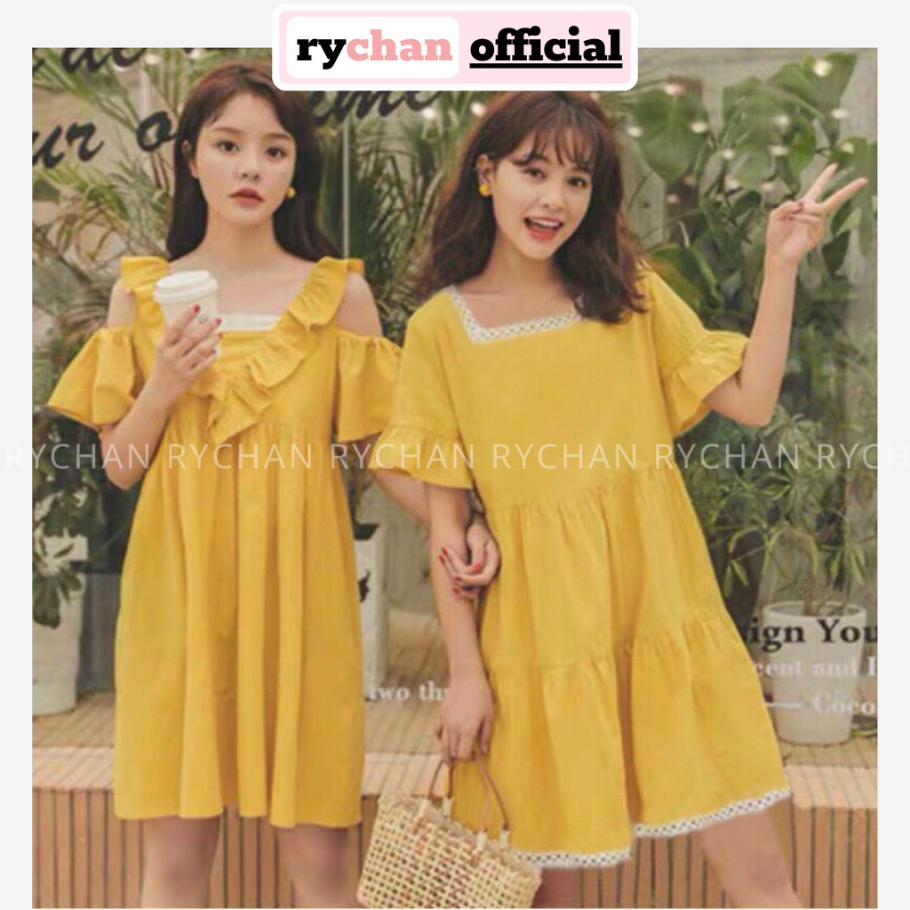 [ẢNH THẬT CUỐI] Đầm Xòe Vàng Form Babydoll 2 Kiểu - DX033