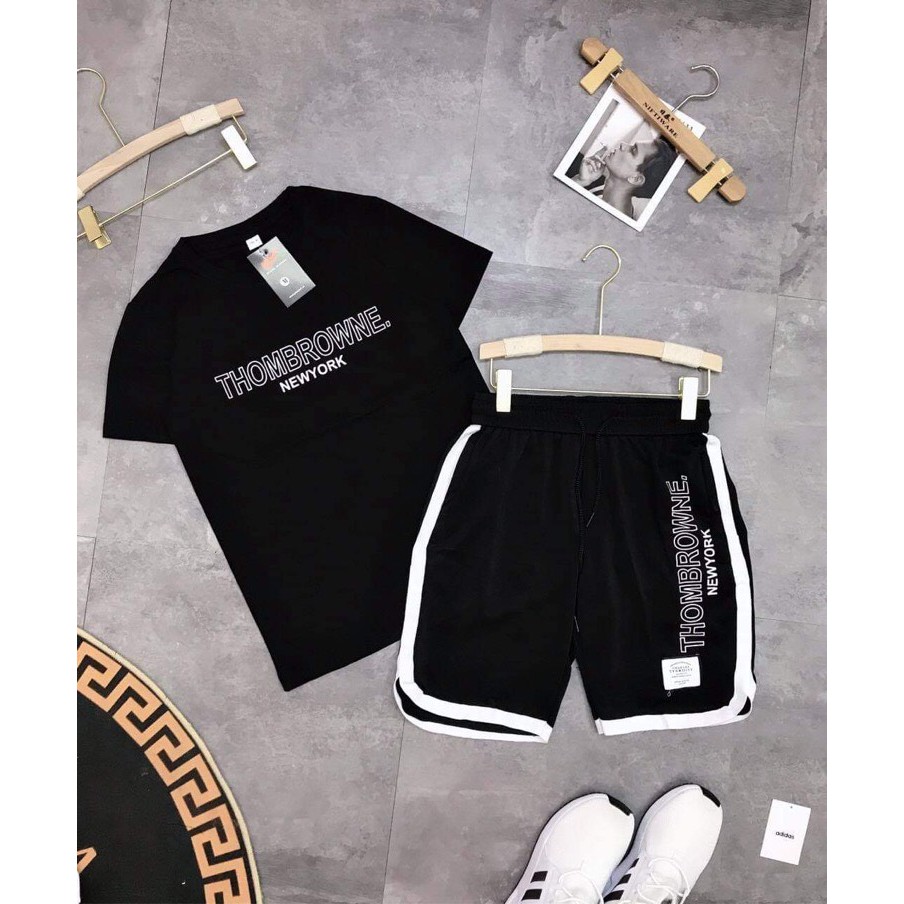 Set áo chữ + quần đùi viền nam, áo thun nam, quần đùi nam HBTY127