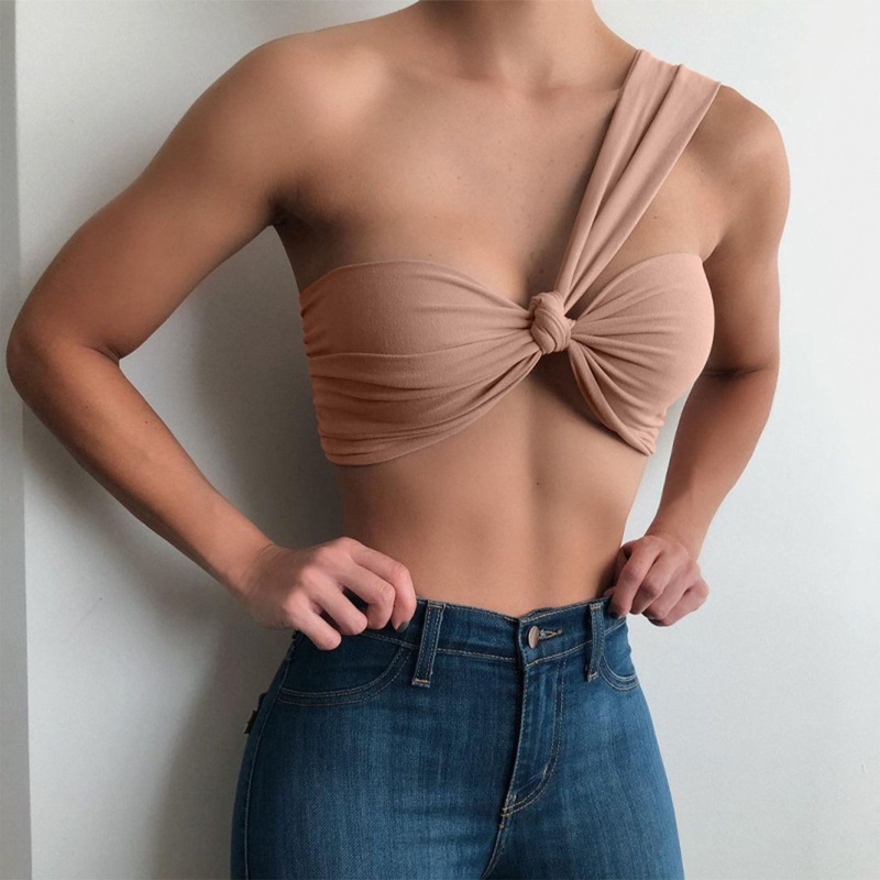 Brroa Áo Croptop Hai Dây Màu Trơn Hở Lưng Gợi Cảm Cho Nữ