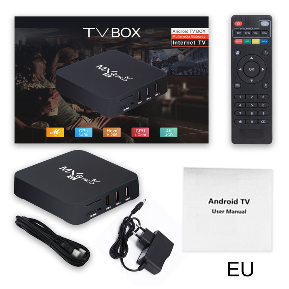 Đầu Mxq Pro Android Tv Box 4k (4G / 64g) Quad Core Smart Box Android 10.1 4k Uhd 3d 5g Wifi