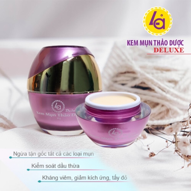 [ MUA 1 TẶNG 1] Kem Ngừa Mụn Trắng Da Thảo Dược Deluxe LA 20g